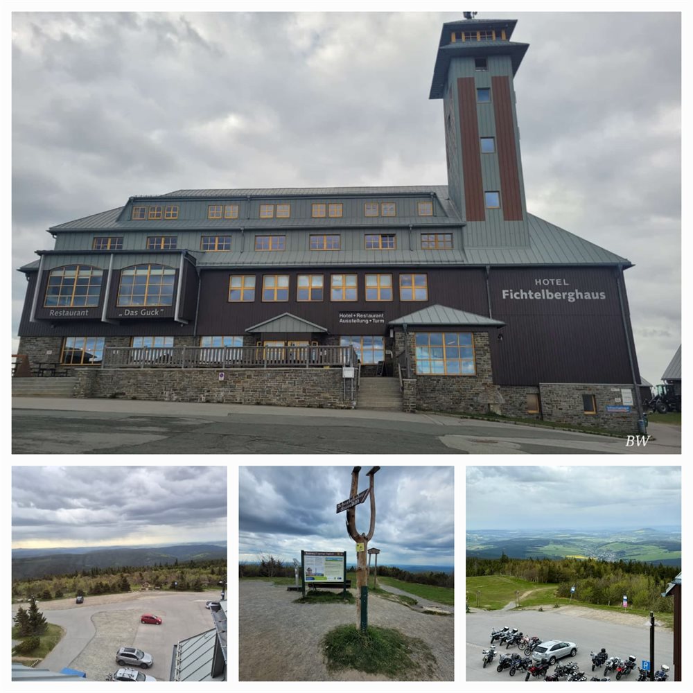 Fichtelberghaus mit BMW-Motorrädern