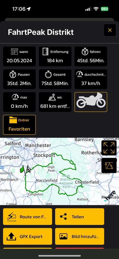 Motorradtour im Peak District in England